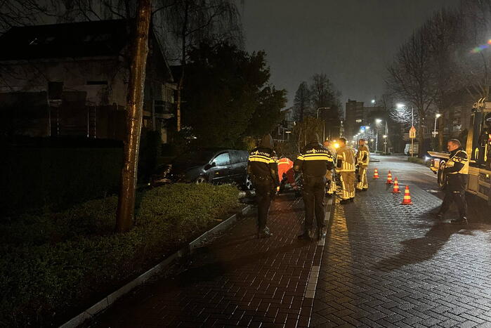 Automobilist rijdt boom en lantaarnpaal uit de grond
