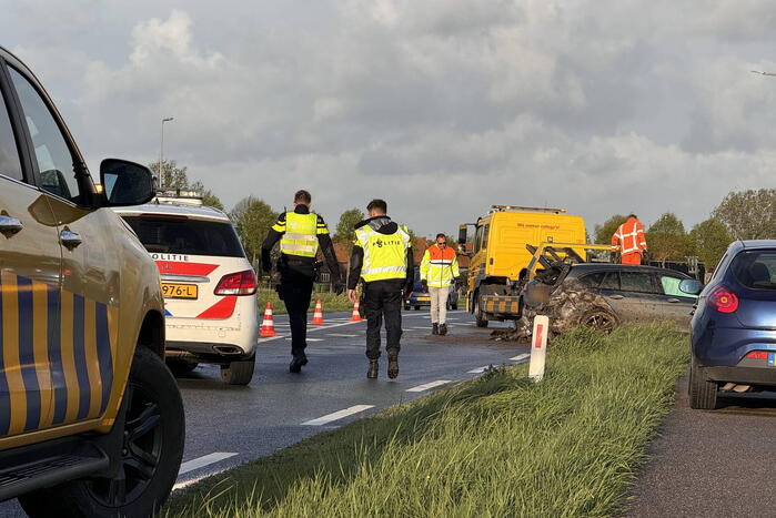 Auto zwaar beschadigd bij eenzijdig ongeval