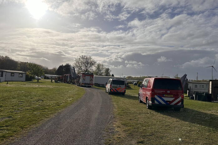 Brand in bergingen op camping