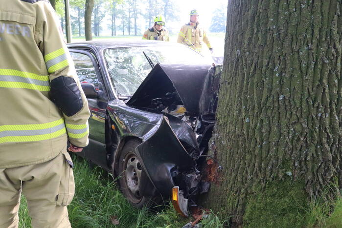 Automobilist raakt gewond bij botsing tegen boom