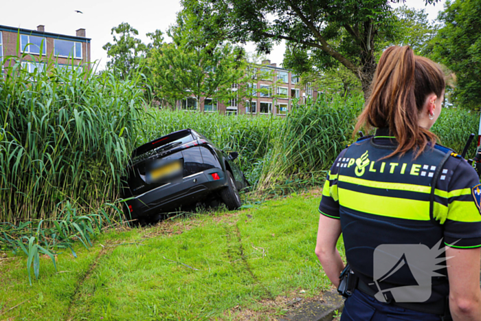 Auto eindigt in het riet
