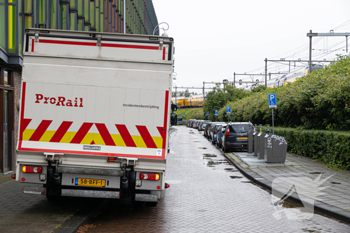 Treinverkeer plat door omgewaaide boom op bovenleiding