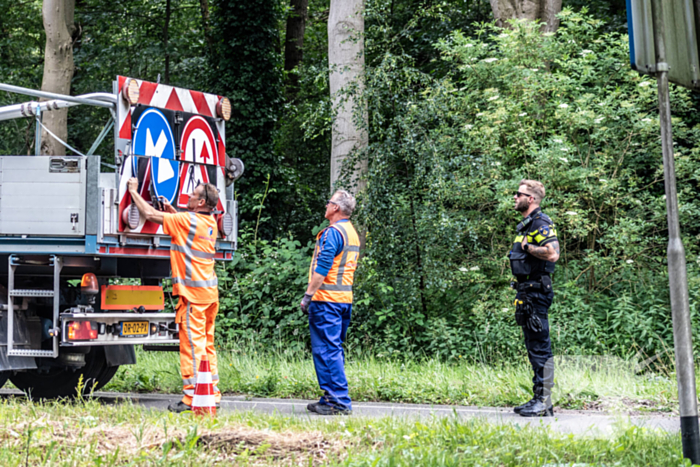 Automobilist rijdt twee lantaarnpalen uit de grond