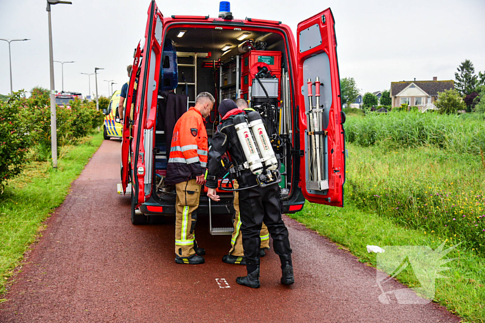 Duikers aanwezig voor kinderfiets naast sloot
