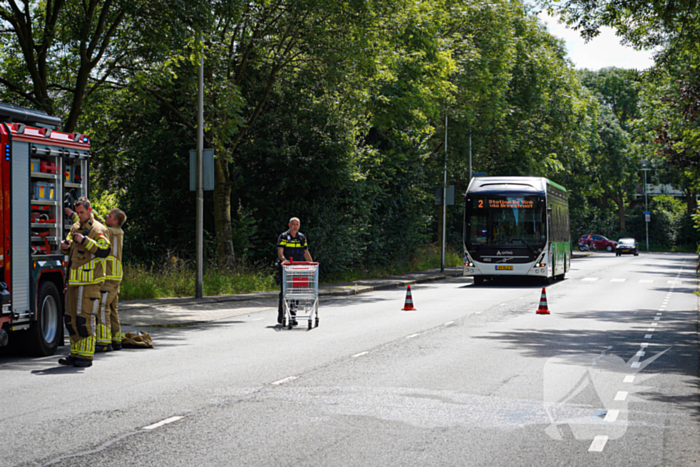 Motor afgebrand na botsing met fietser