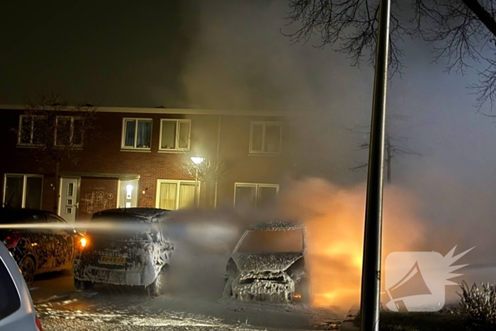 Geparkeerde personenauto vliegt in brand
