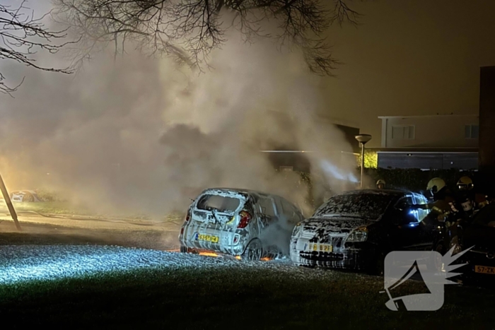 Geparkeerde personenauto vliegt in brand