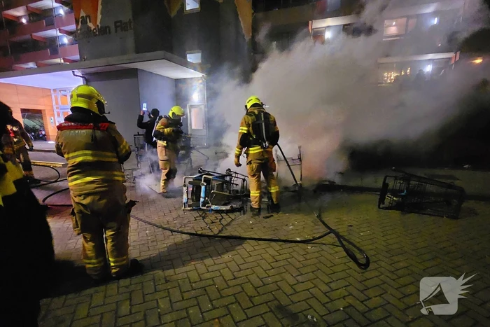 Meerdere winkelwagens in brand gestoken