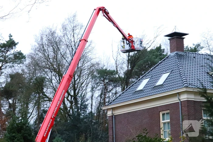 Boom dreigt op woning te vallen