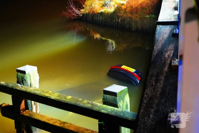 Gladheid leidt tot auto te water