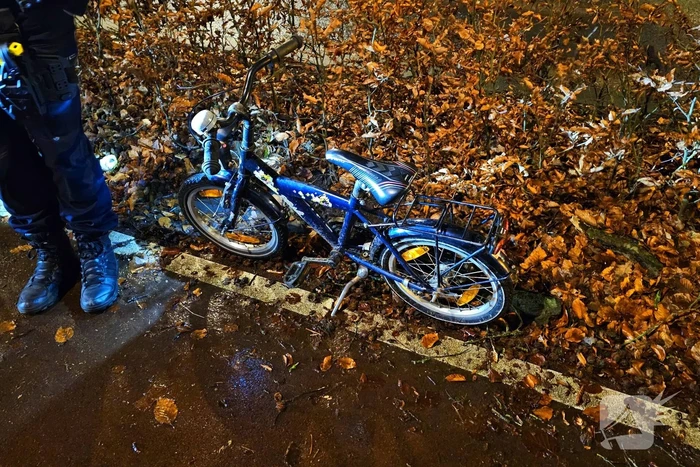 Klein kind maakt val met de fiets