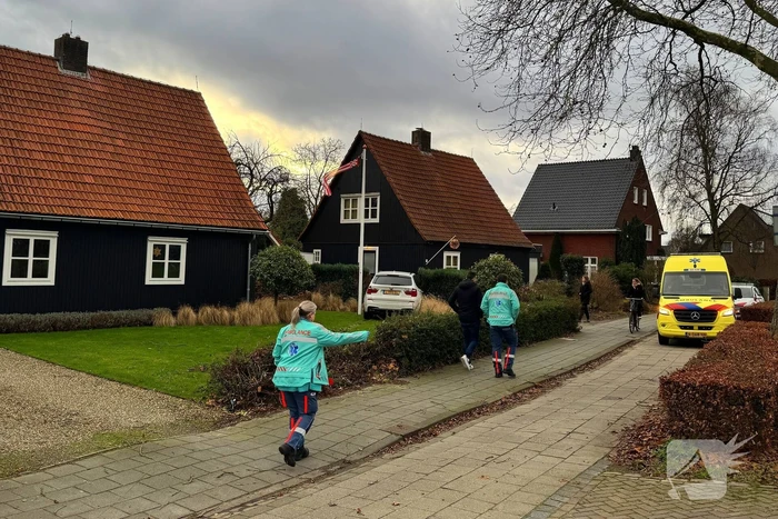 Automobiliste raakt van de weg en rijdt tuin in