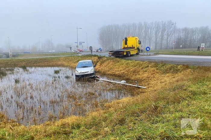 Auto raakt van de weg