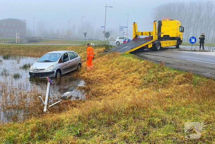 Auto raakt van de weg