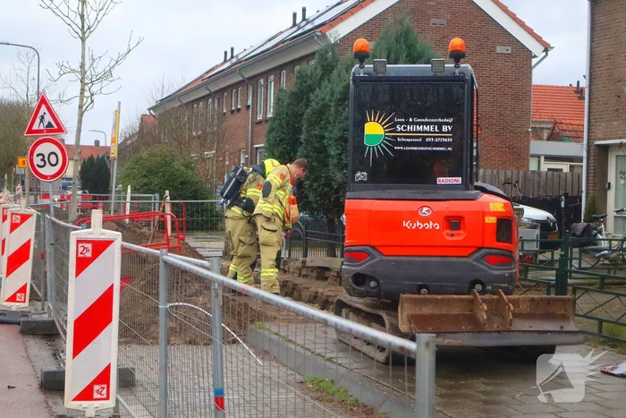 Gasleiding geraakt tijdens graafwerkzaamheden