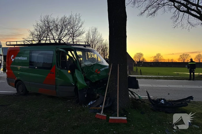 Bestelbus botst op boom naar uitwijkmanoeuvre