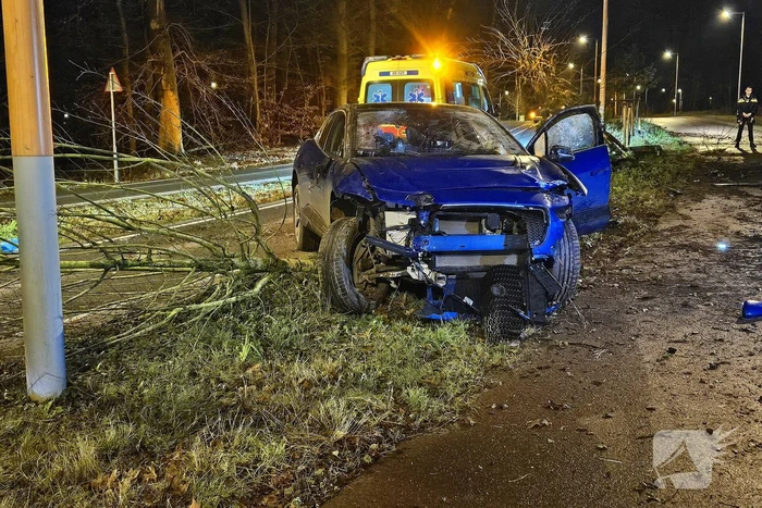 Jaguar i-pace rijdt meer bomen omver, bestuurder aangehouden
