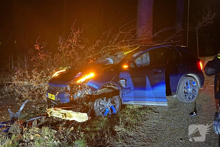 Automobilist eindigt tegen boom