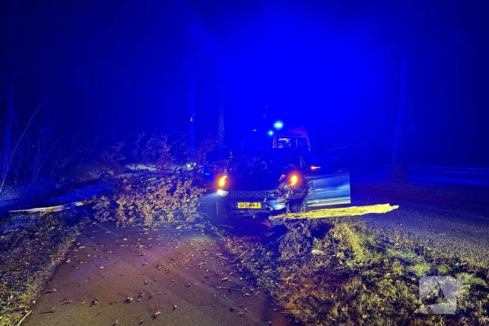 Automobilist eindigt tegen boom