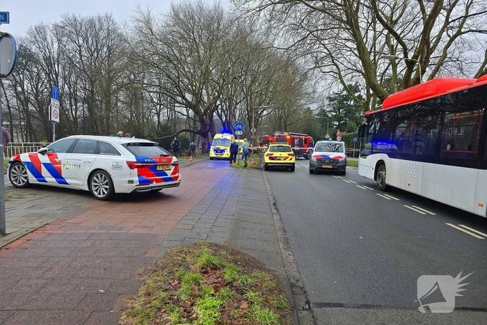 Auto belandt op zijn kant na botsing tegen boom