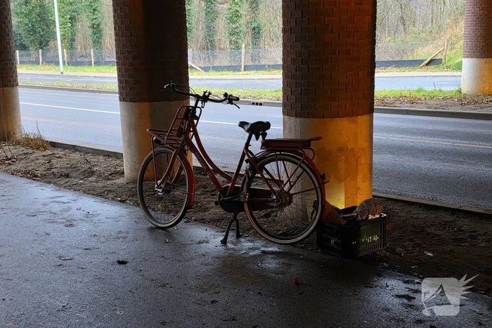 Fietsers en brommer botsen onder viaduct