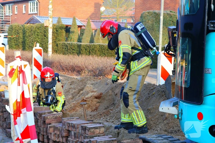 Gasleiding geraakt bij rioleringswerkzaamheden