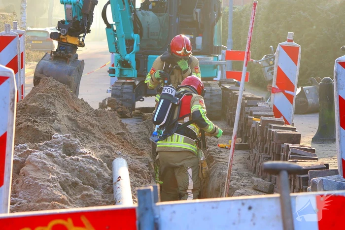 Gasleiding geraakt bij rioleringswerkzaamheden