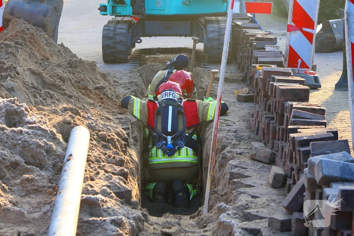 Gasleiding geraakt bij rioleringswerkzaamheden