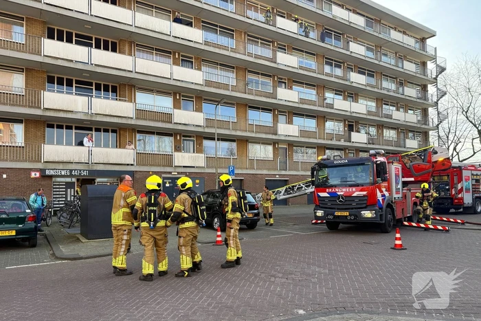 Brand in keuken van flatwoning op vijfde etage