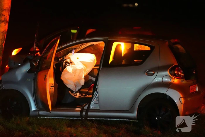 Auto botst tegen boom een persoon gewond