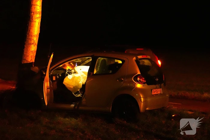 Auto botst tegen boom een persoon gewond