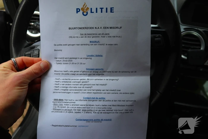 Buurtonderzoek na gewelddadige straatroof