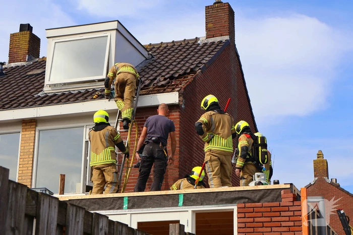 Brandweer ingezet voor brand in spouwmuur