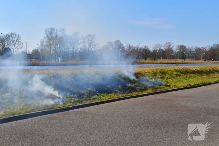 Omstanders blussen bermbrand