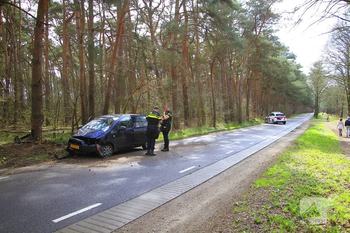 Automobilist raakt van de weg en belandt tegen boom