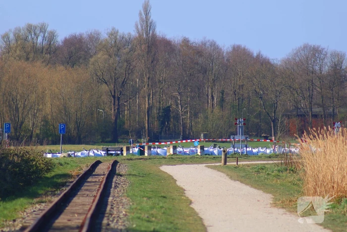 Zandzakken geplaatst ter voorkoming van overstroming