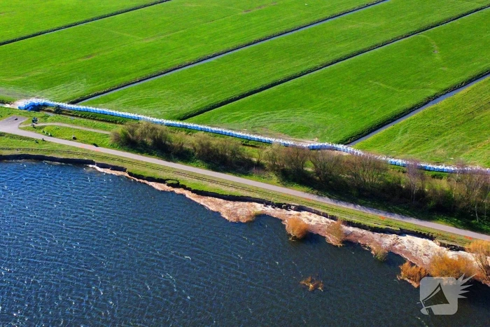 Zandzakken geplaatst ter voorkoming van overstroming