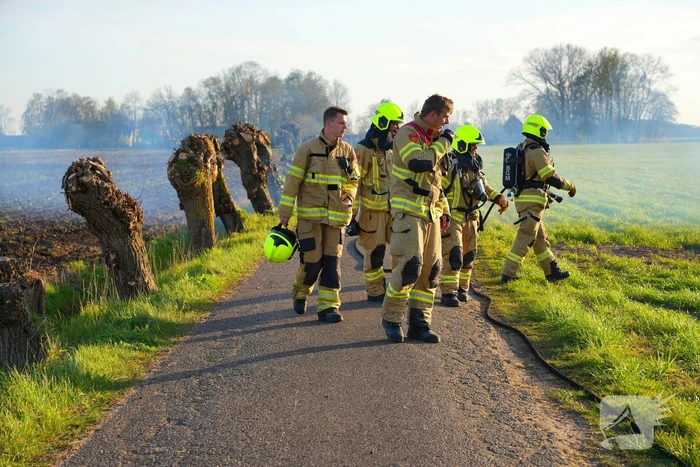 Snoeihout in vlammen, boom snel geblust