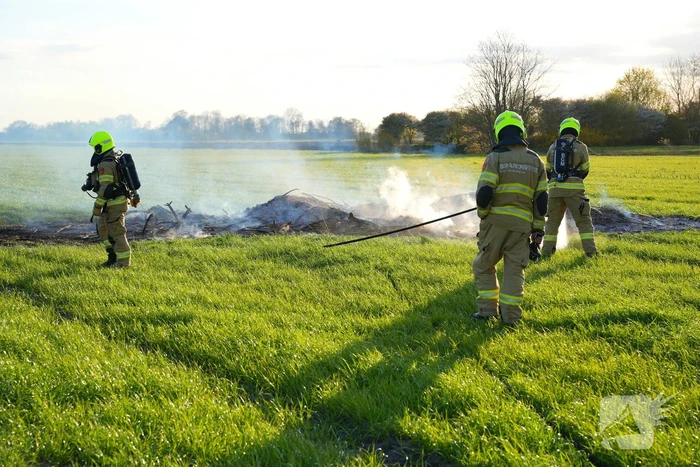 Snoeihout in vlammen, boom snel geblust