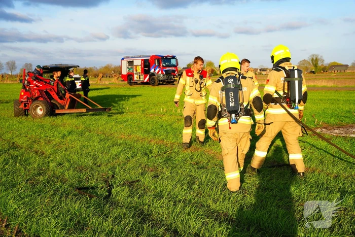 Snoeihout in vlammen, boom snel geblust