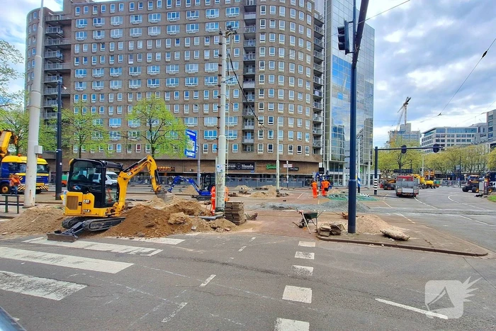 Werkzaamheden Hofplein rotonde in volle gang