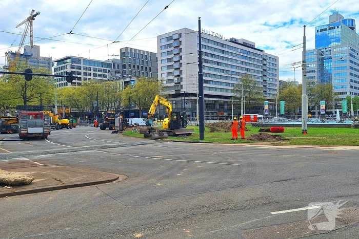 Werkzaamheden Hofplein rotonde in volle gang