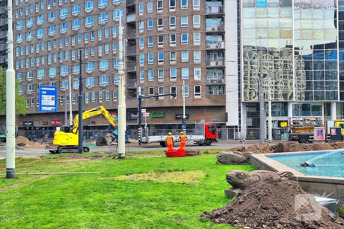 Werkzaamheden Hofplein rotonde in volle gang