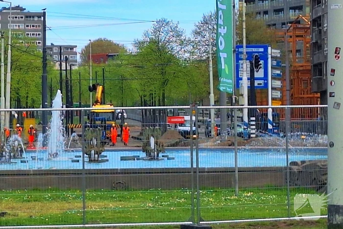 Werkzaamheden Hofplein rotonde in volle gang