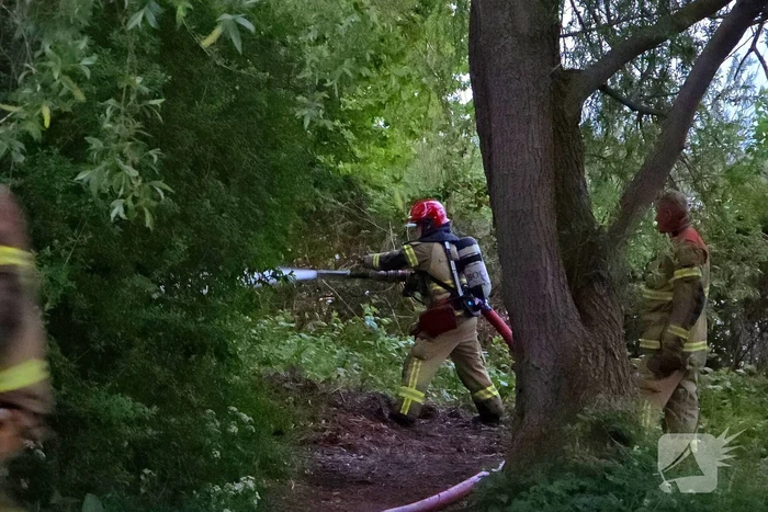Brandweer blust brand in park