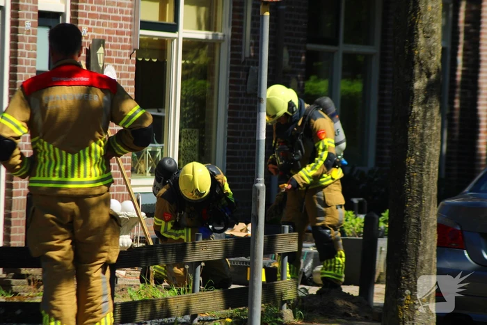Gasleiding geraakt tijdens werkzaamheden in voortuin