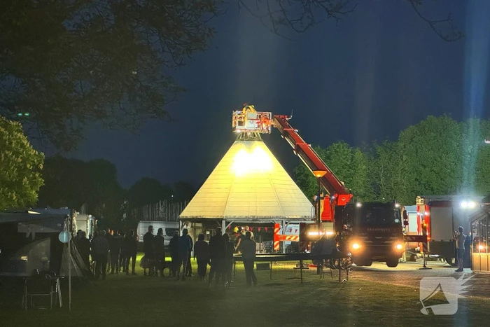 Constructie op camping vat vlam