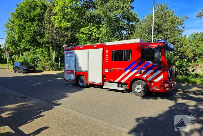 Bermbrand naast auto snel onder controle
