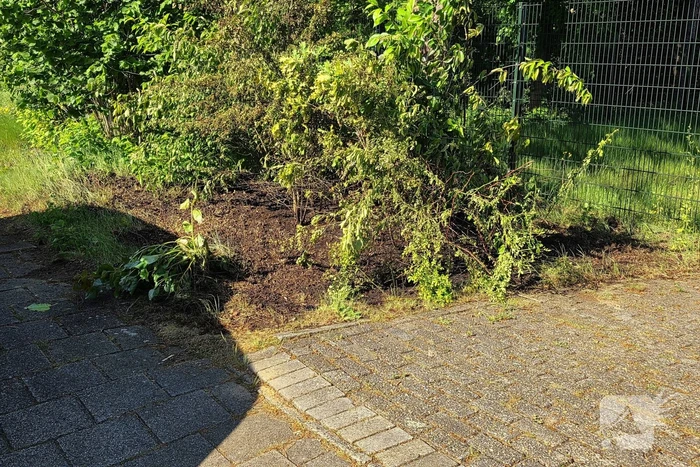 Bermbrand naast auto snel onder controle
