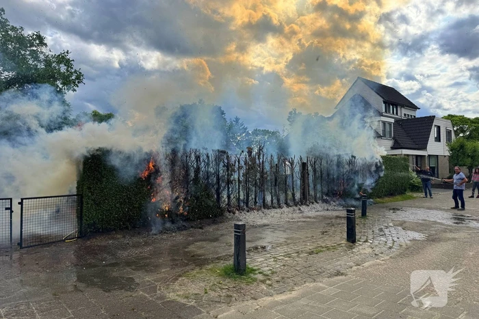 Bewoners blussen met tuinslang